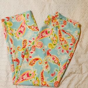 IBKUL‎ UPF 50 Sharon Printed Straight Leg Active Golf Pull On Ankle Pants 14